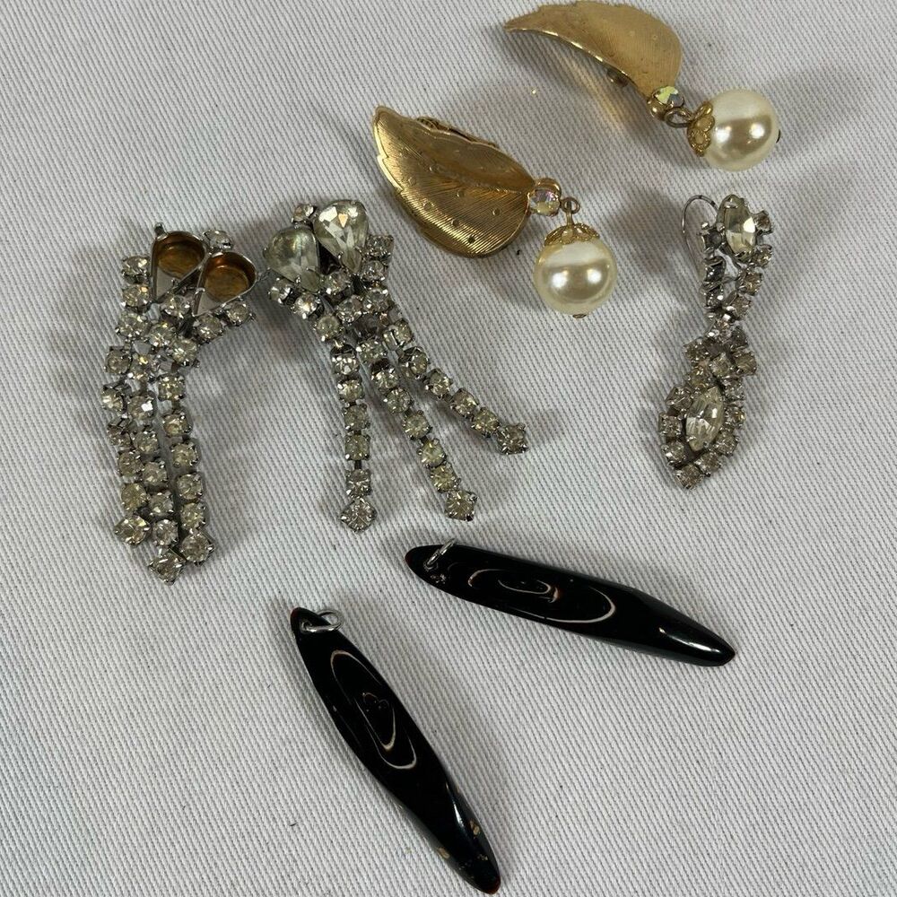 Vtg MCM Costume Jewelry Project Lot Rhinestone Pearl TARA Craft Repair Destash